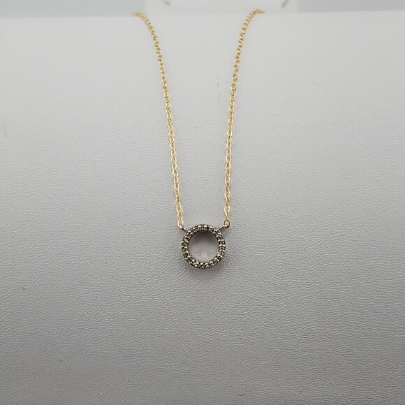 Marc & Marcella Jewelry - Marc Marcella Diamond Circle Pendant Necklace Gold Plated Sterling Silver 15"